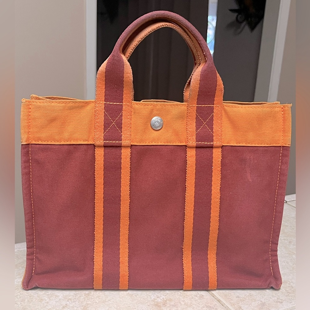 Hermes 2002 Hawaii Festival Orange Canvas Bag